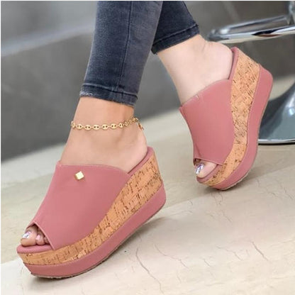 Fashion fish mouth muffin sole Roman shoes