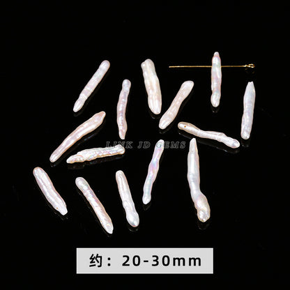 Natural white side hole long tooth special-shaped pearl loose beads