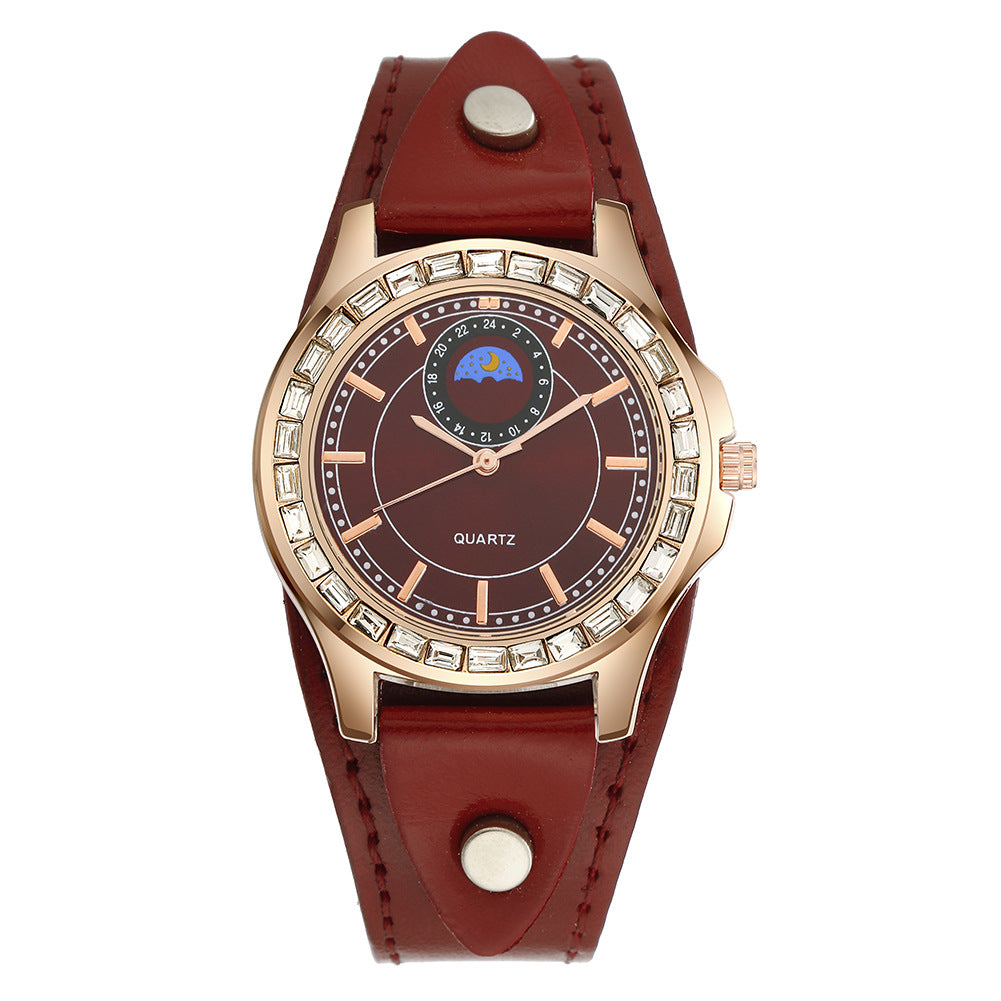 Leather belt student watch