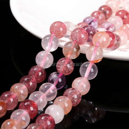 Perlas sueltas de cristal de fresa con mezcla de colores naturales 