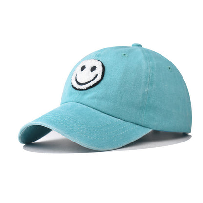 Gorra de béisbol con parche sonriente vintage lavada 