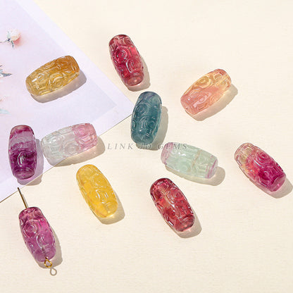 Color fluorite paper pattern barrel bead crystal engraving accessories