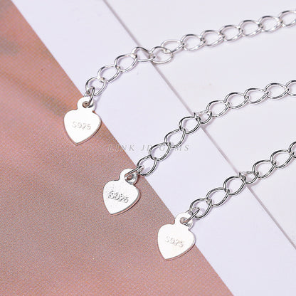 925 Silver Love Tail Chain Necklace Bracelet Spring Buckle Extension Chain