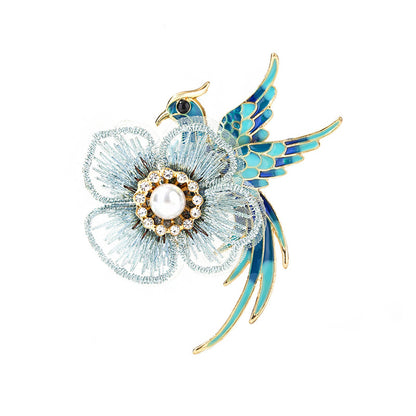 Pearl Enamel Phoenix Bird Pin