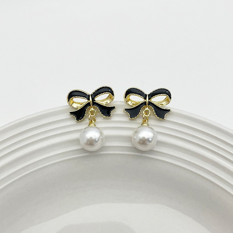 Bow Earrings Versatile Pearl Stud Earrings