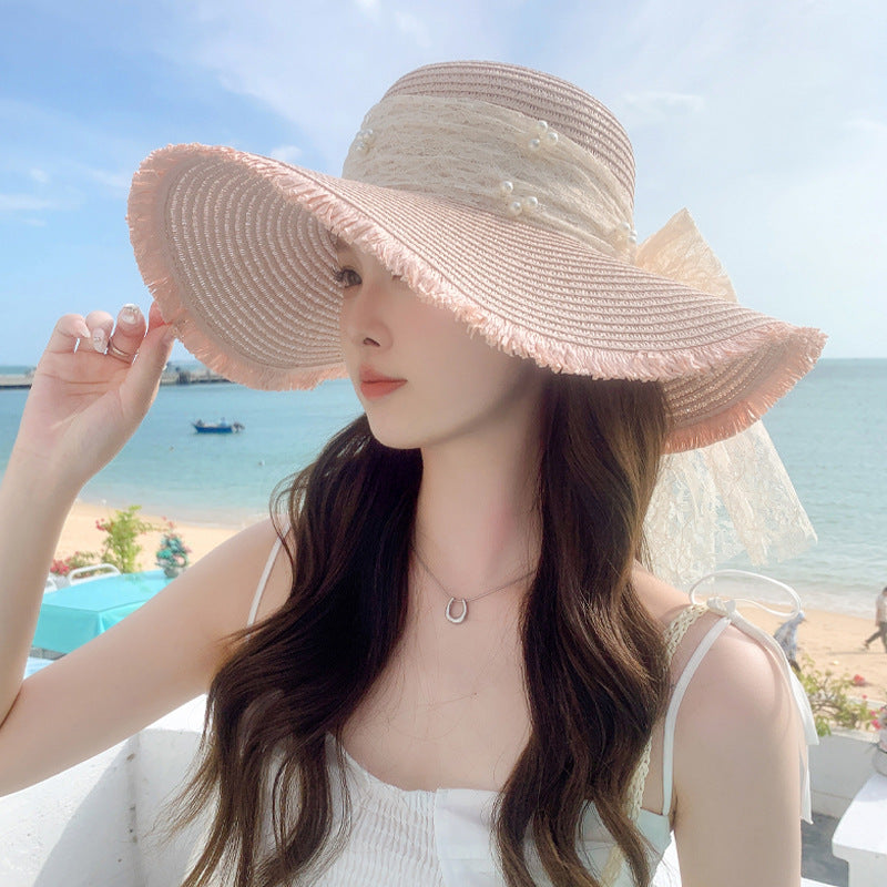 New Women¡¯s Fashion Letter Wide-Brim Breathable Straw Hat Sun Protection