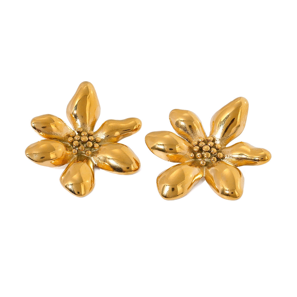 Women's titanium steel flower earrings