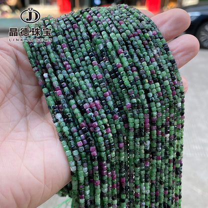 2Mm Natural Red and Green Treasure Sugar Cube Loose Beads