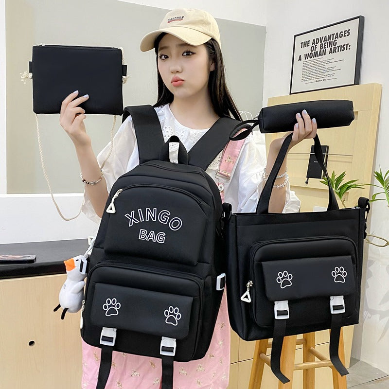 New style four piece set schoolbag for girls