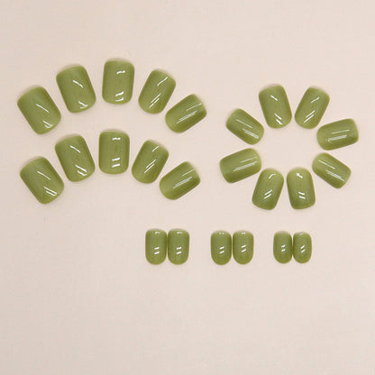 Matcha Green Short Square Fake Nails