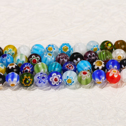 Thousand flowers glazed flower round bead bracelet