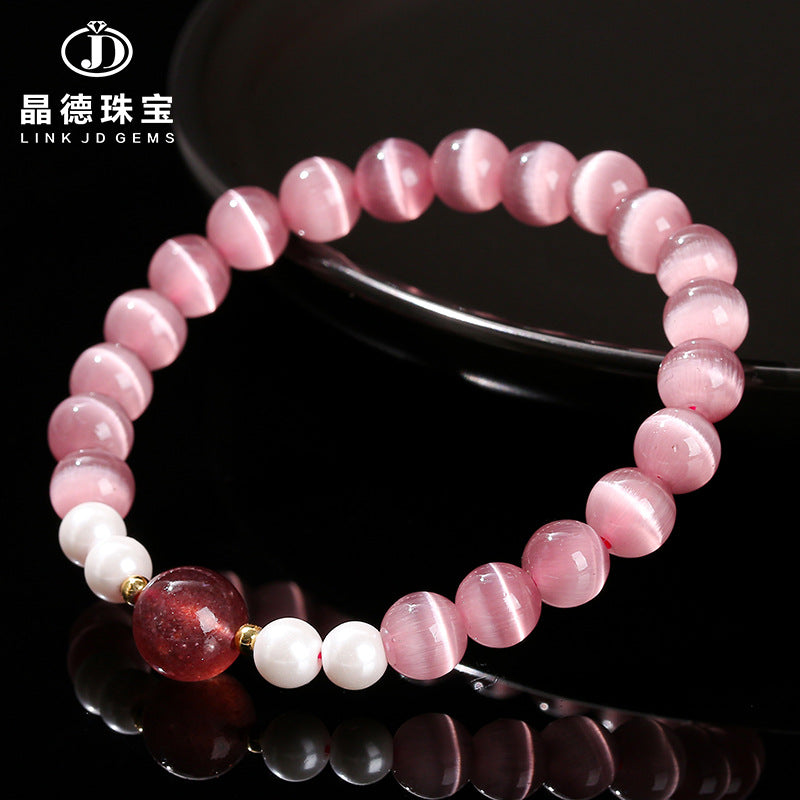 Purple opal strawberry crystal transfer bead bracelet