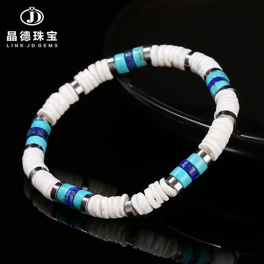 Natural White Shell Tablet Bead Bracelet