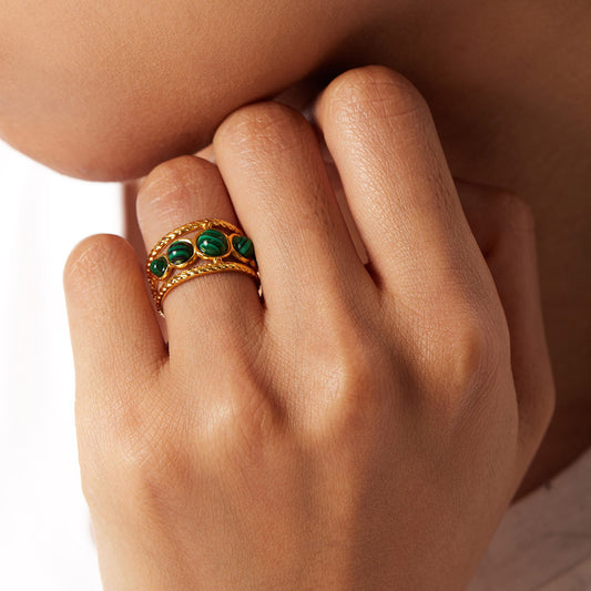 Malachite open ring