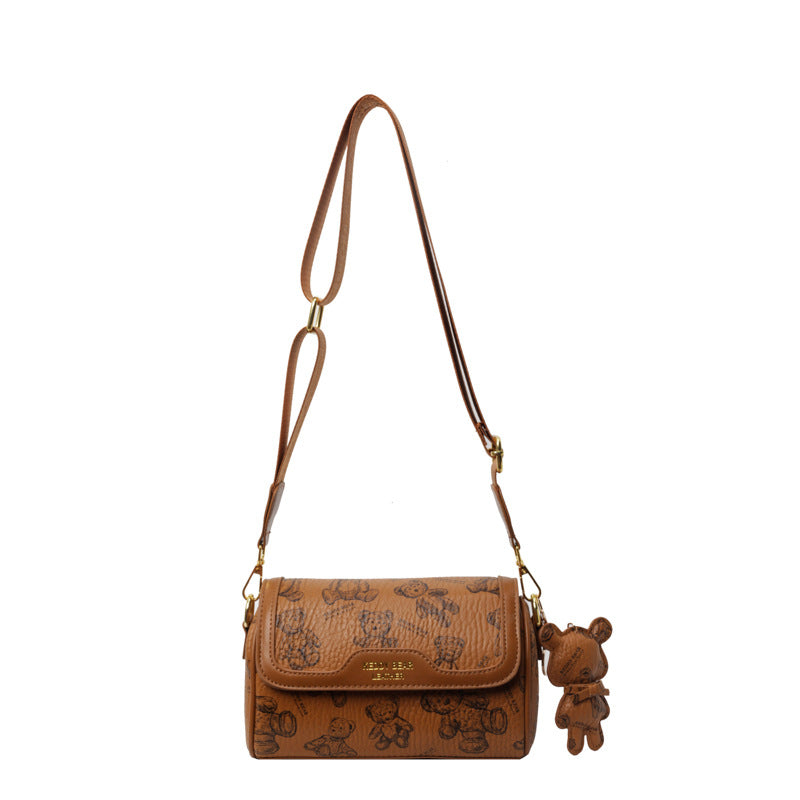 Bear print messenger bag retro