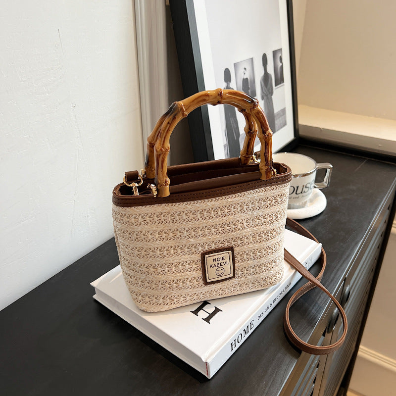 Woven handbag premium texture