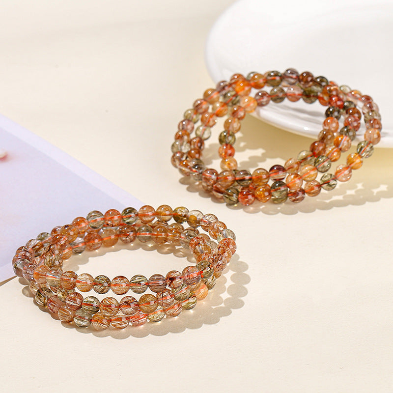 Natural ice transparent color hair crystal multi-ring bracelet