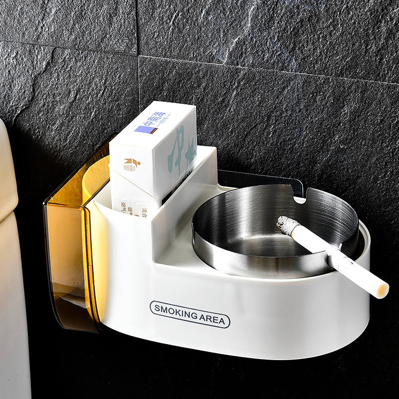 Multi-Functional Desktop Wall-Mounted Metal Ashtray with Lid