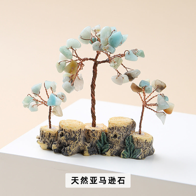 Colorful natural crystal gravel fortune tree ornament