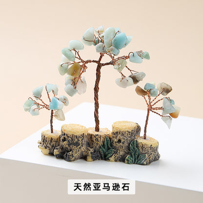 Colorful natural crystal gravel fortune tree ornament