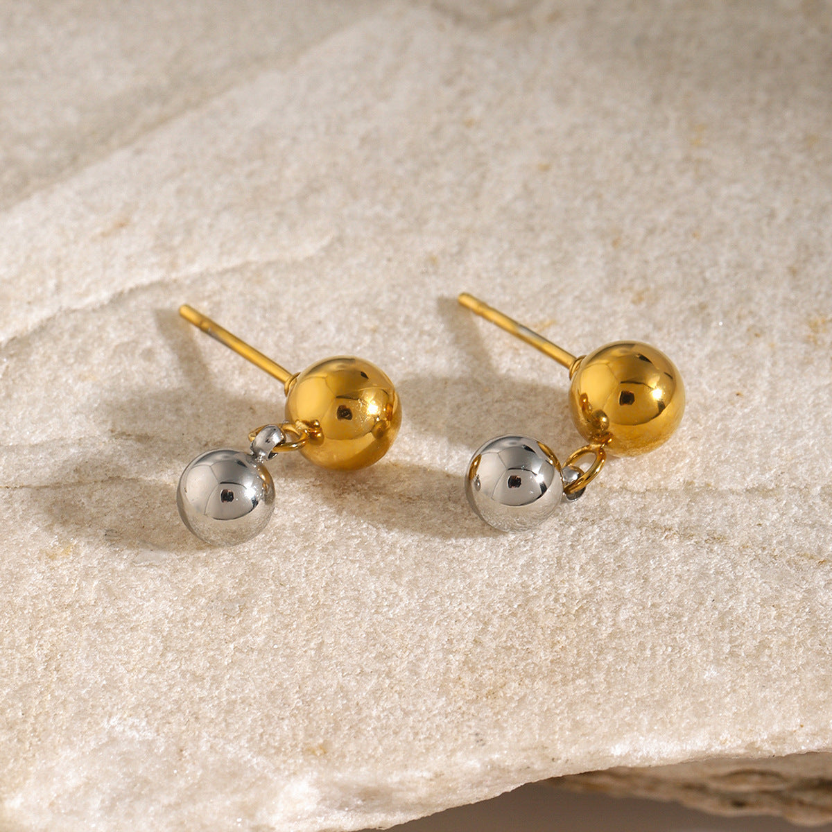 Gold and silver bead earrings