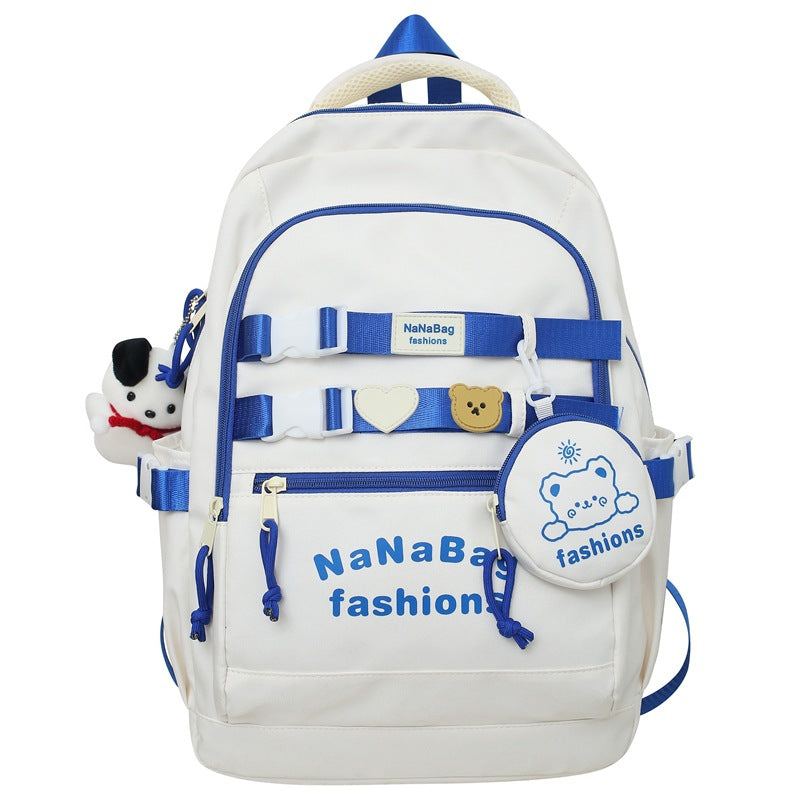 School bag backpack contrast color large capacity backpack