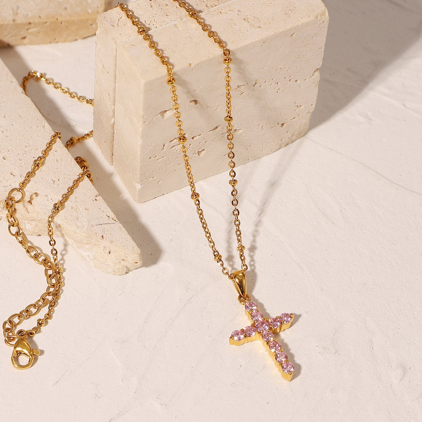 Zirconia Cross Pendant Necklace