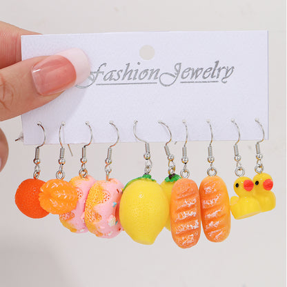 Colorful acrylic earrings set 5 pieces