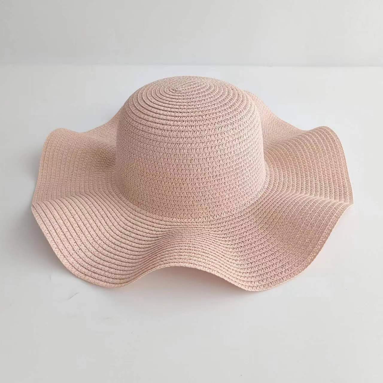 Sombrero de paja con borde ondulado para padre e hijo 