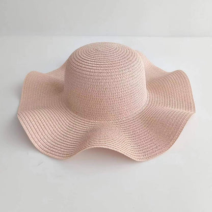 Sombrero de paja con borde ondulado para padre e hijo 