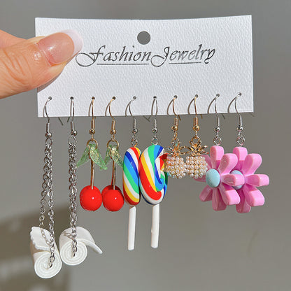 Colorful acrylic earrings set 5 pieces