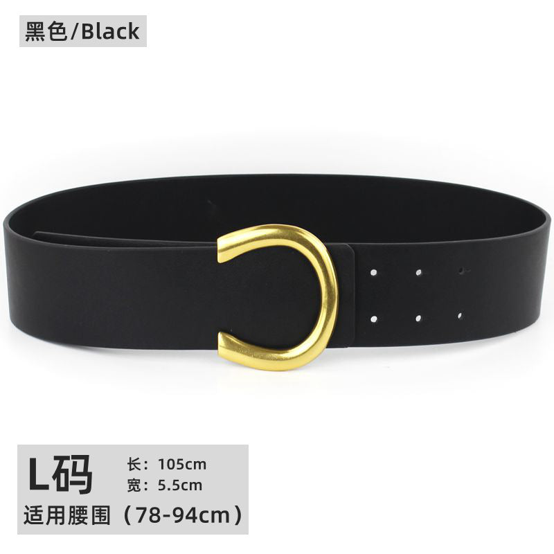 Wide belt women's leather