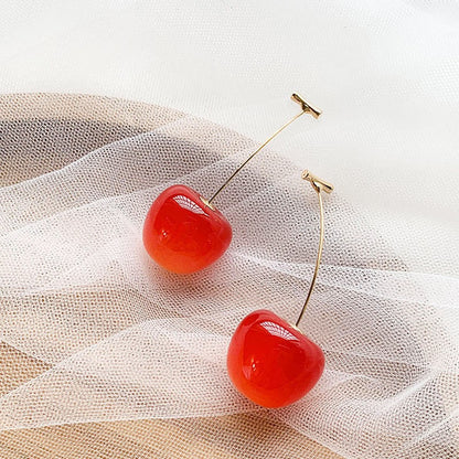 Red cherry fruit earrings