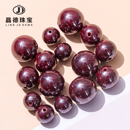 6-12Mm raw ore cinnabar round beads loose beads