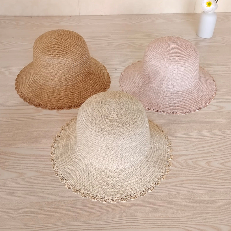 Summer Wavy Lace Women Bucket Hat UV Casual Travel Sun Hat Fisherman