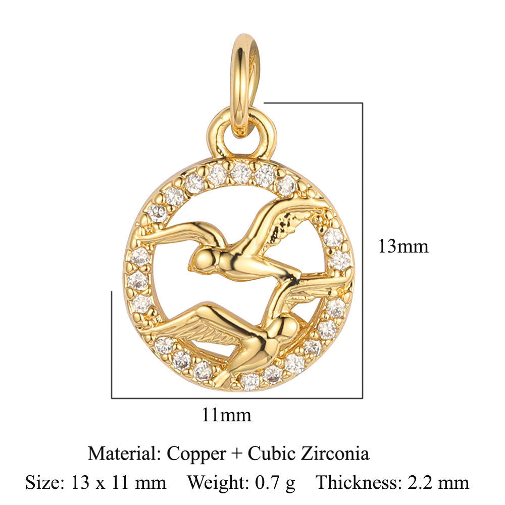 Butterfly Moon Rabbit Copper Zircon DIY Pendant