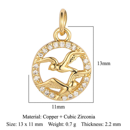 Butterfly Moon Rabbit Copper Zircon DIY Pendant