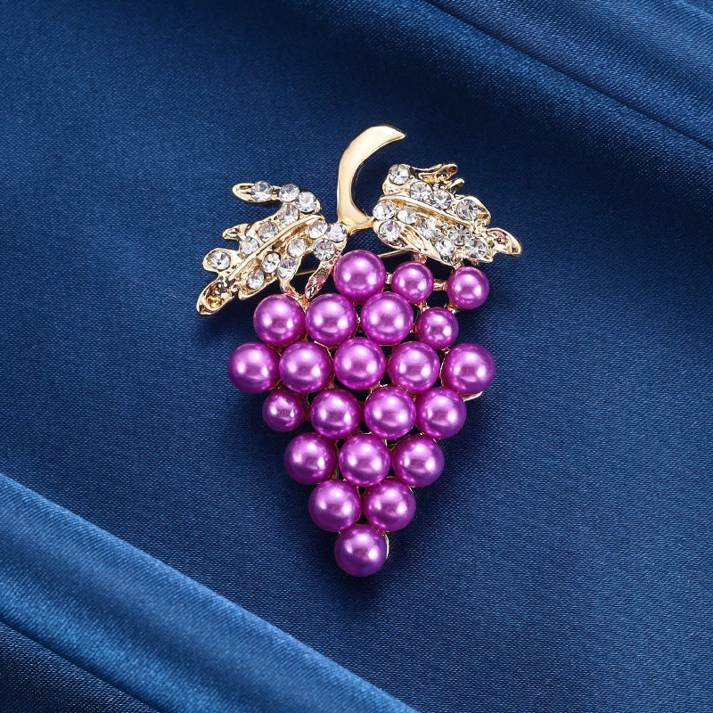 Fruit Brooch Grape String Rhinestones