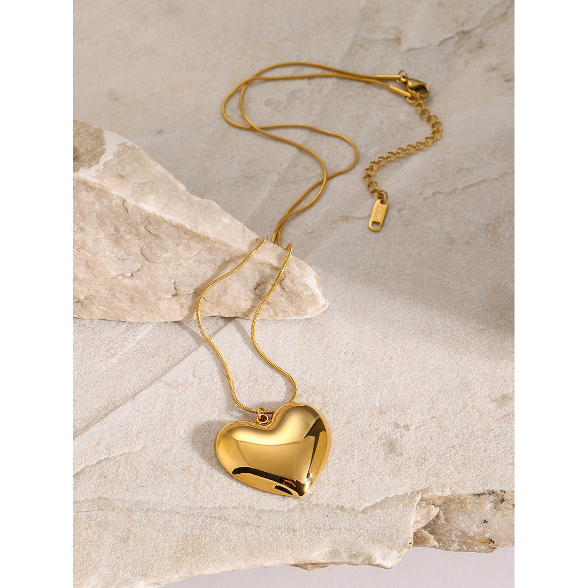 Heart Shaped Polished Pendant Necklace