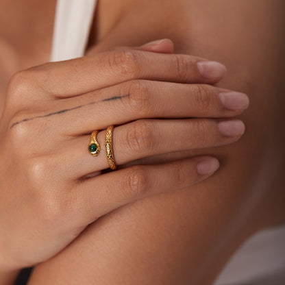 Charming Malachite Cobra Open Ring