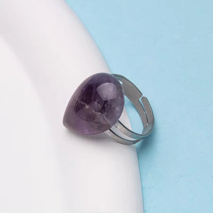 Natural Stone Teardrop Shape Agate Ring