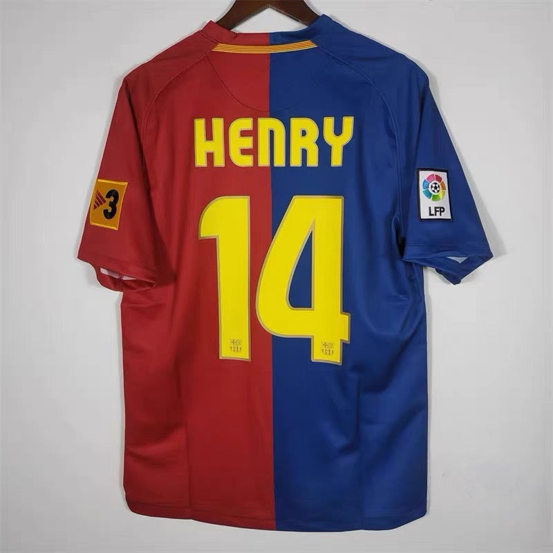 08-09 Barca 10 Messi Eto'o 14 Henry Xavi Iniesta Retro Home/Away Jersey