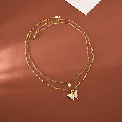 Butterfly double necklace