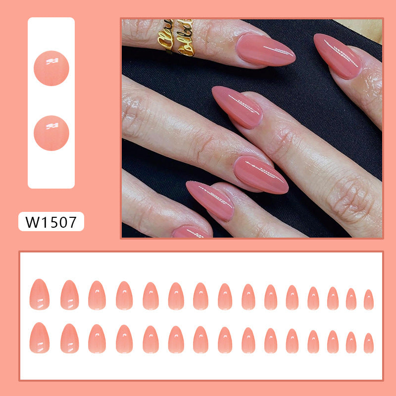 Solid Color Short Almond Fake Nails 30 Pieces