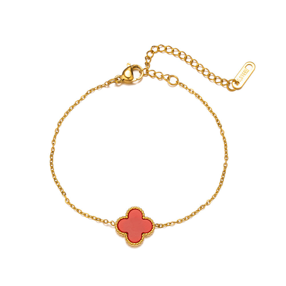 Classic Four Leaf Clover Double Sided Bracelet