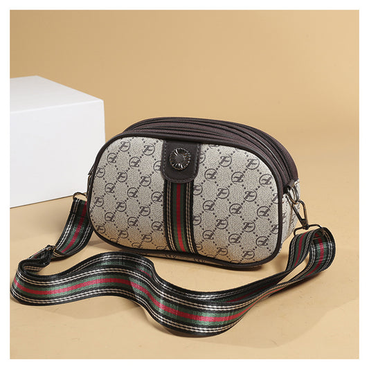 Letter Printed Wide Shoulder Strap Shoulder Bag