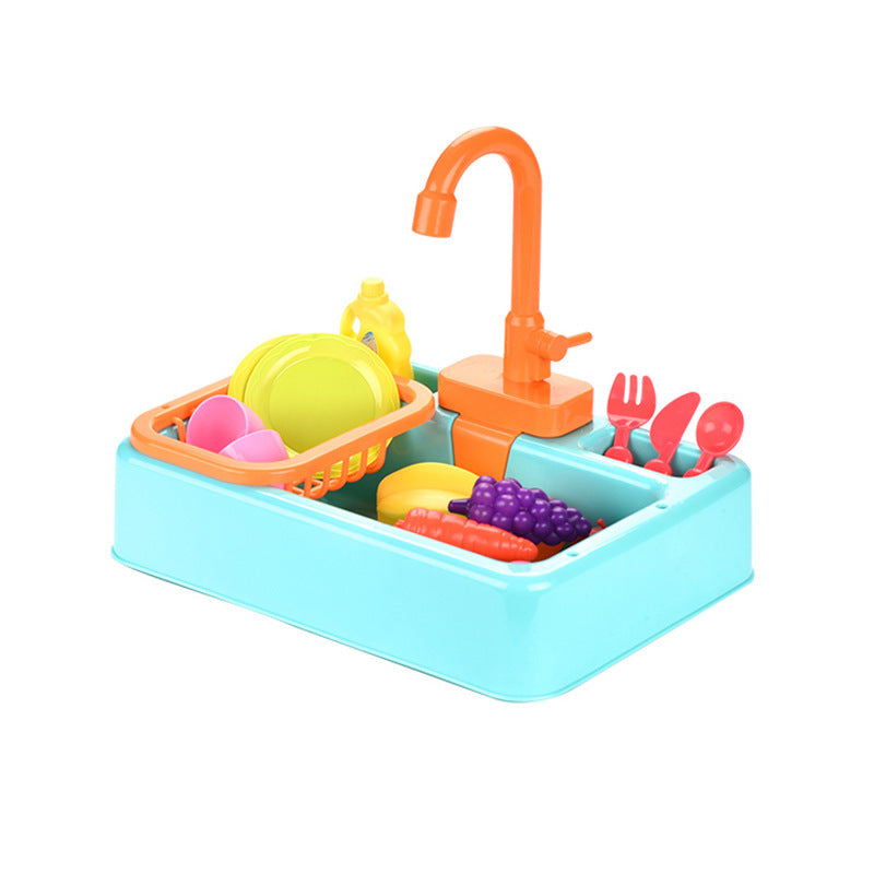 Children's Pretend Play Dishwasher Toy Early Education Infant and Toddler Electric Dishwashing Sink Automatic Water Dispensing Vegetable Washing Station