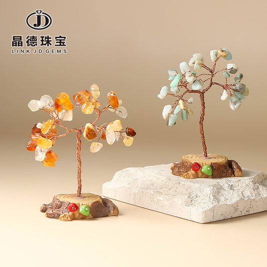 Natural crystal gravel fortune tree tabletop ornament