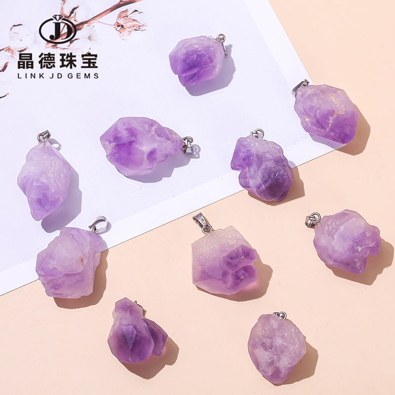 Natural amethyst flower rough stone pendant