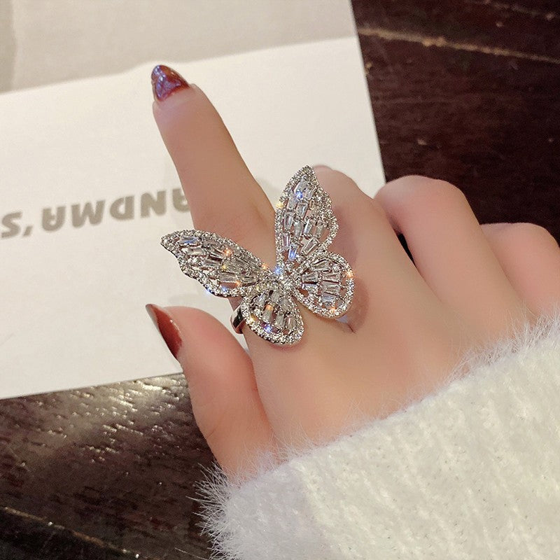 Anillo abierto mariposa liquida para mujer 